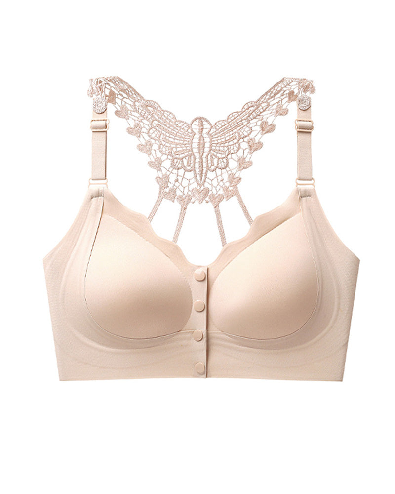 Sujetador Push-up Sin Costuras con Cierre Frontal y Espalda en Forma de Mariposa