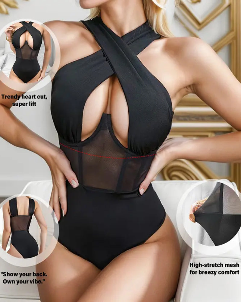Sexy Body de Malla con Tiras Cruzadas