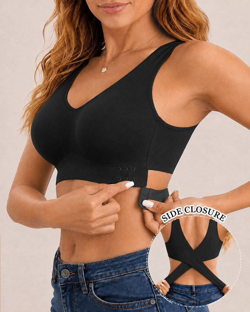 Sujetador Push Up Sin Costuras con Cierre Frontal y Espalda Cruzada