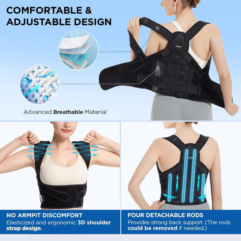 Corrector de Postura Invisible con Soporte de Malla Transpirable para Adultos - Diseño de Espalda Abierta